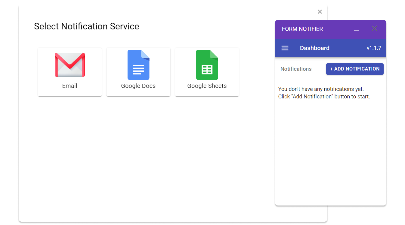 Form notification options of Form Notifier