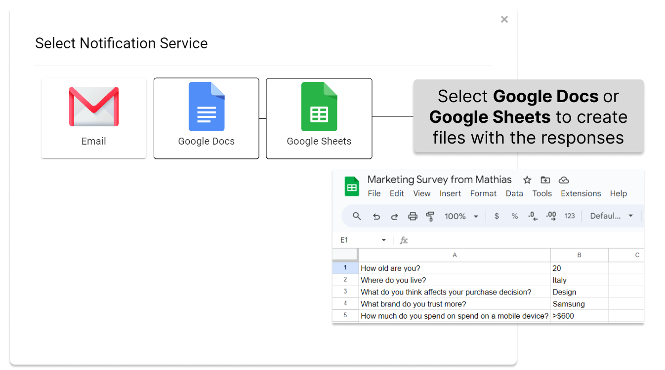 How to set up Form Notifier to automatically save responses in Google Docs or Google Sheets