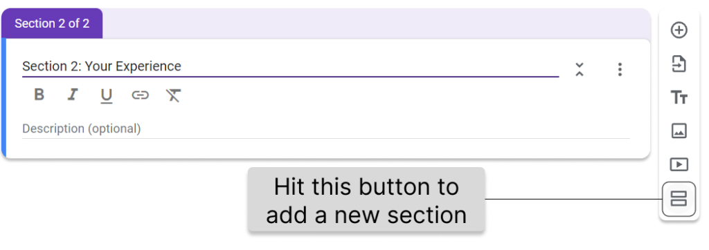Find out how to new sections in Google Forms