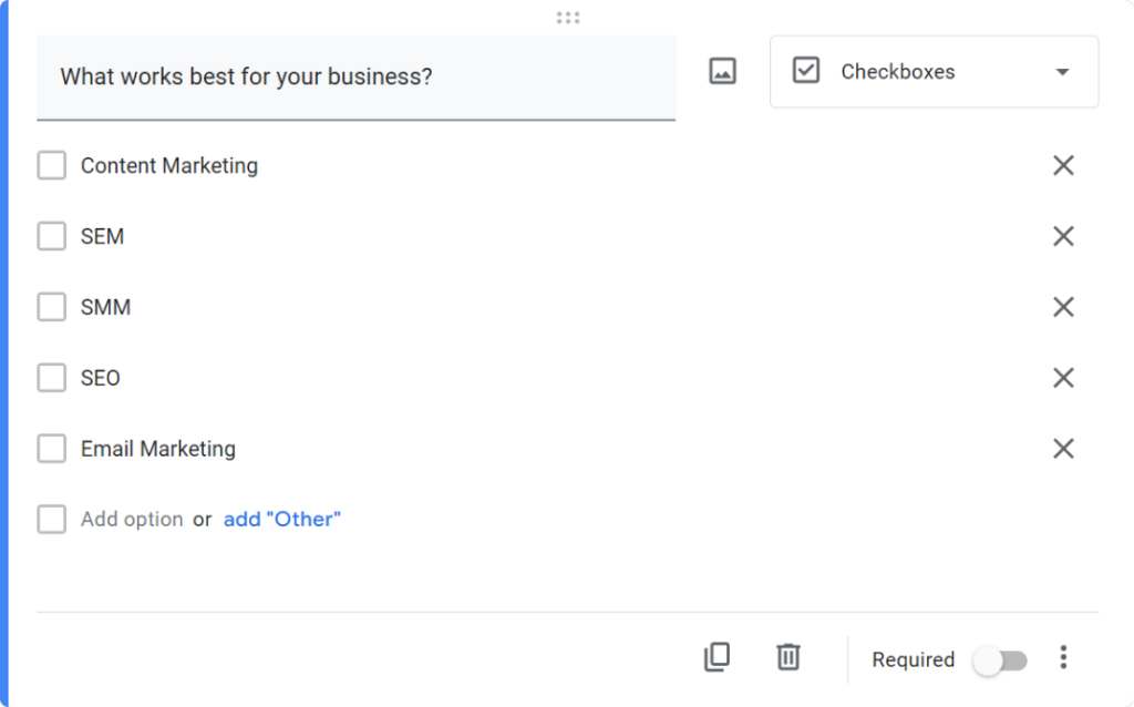 Checkboxes in Google Forms