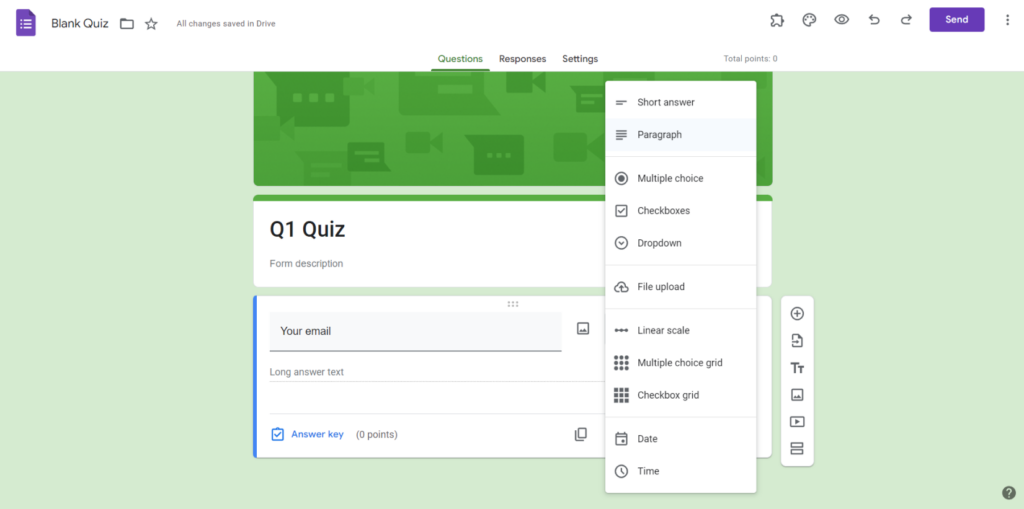 How to create questions in Google Forms