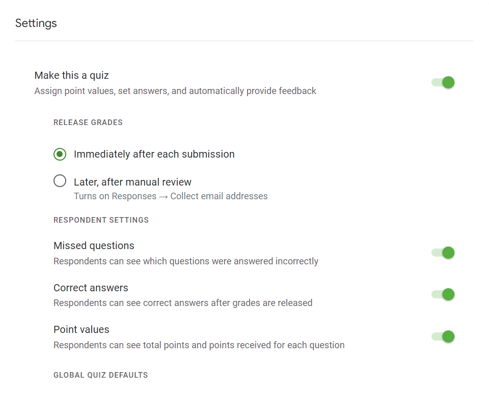 How to adjust the settings of your Google Form