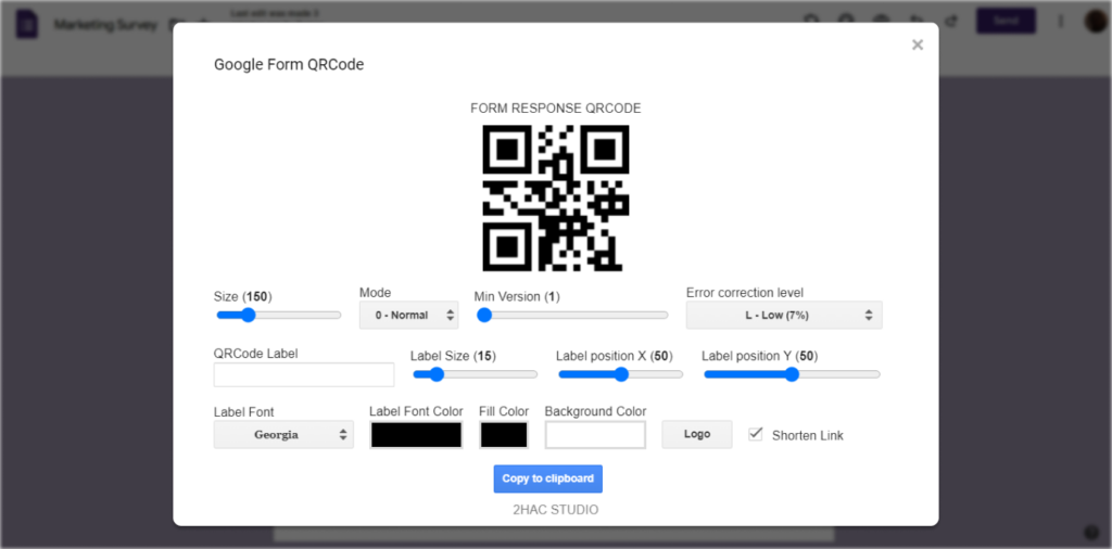 The plugin that allows you to turn your Google Forms links into QR codes