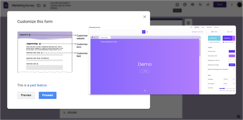 Formfacade, a Google Forms plugin for in-depth customization that you can get in Google Workspace Marketplace